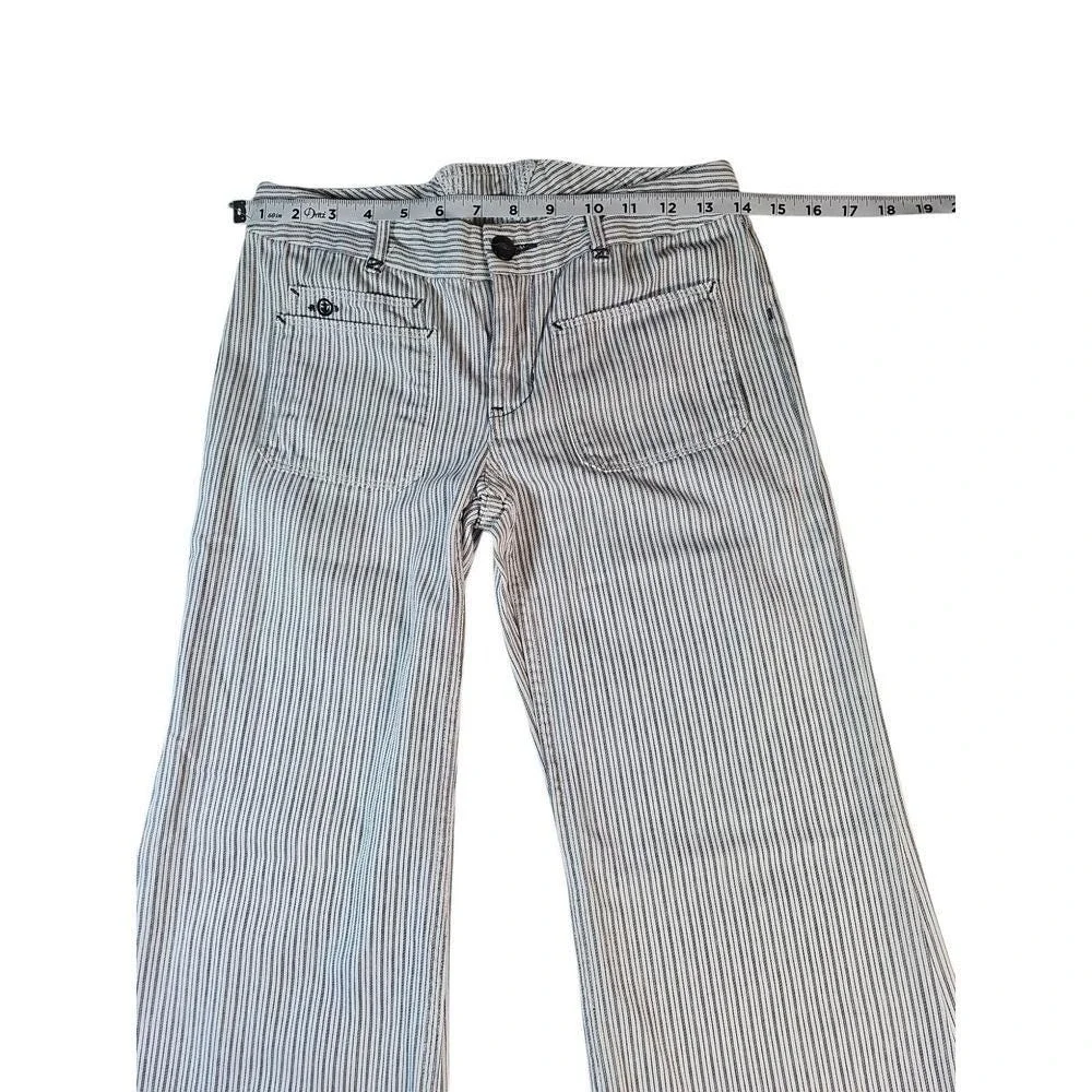 Ralph Lauren Girls 14 Blue White Striped Denim Wide Leg‎ Sailor Pants Y2K Petit
